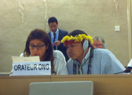 Eliseu Lopes faz denúncia na ONU em setembro de 2015. Foto: CIMI