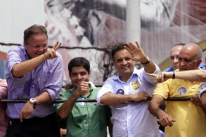 Geddel, ACM Neto e Aécio Neves em campanha em 2014. Foto: Igo Estrela/ Coligação Muda Brasil