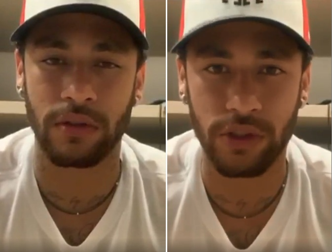 Neymar no vídeo que gravou para se defender da acusação de estuprador