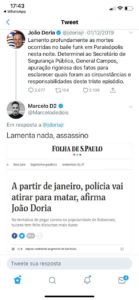 O tuit censurado pelo desembargador Luiz Antonio de Godoy, do TJ-SP