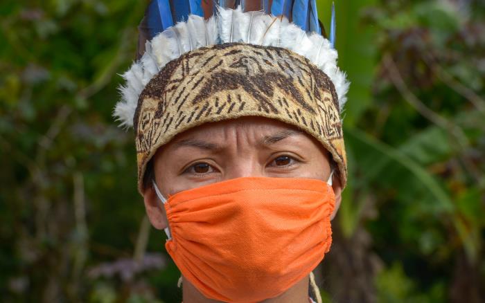 Indígena em Manaus, durante pandemia de Covid-19 | Alex Pazuello/Prefeitura de Manaus