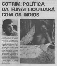 "Funai liquidará com os índios" - Reprodução "Jornal do Brasil": 