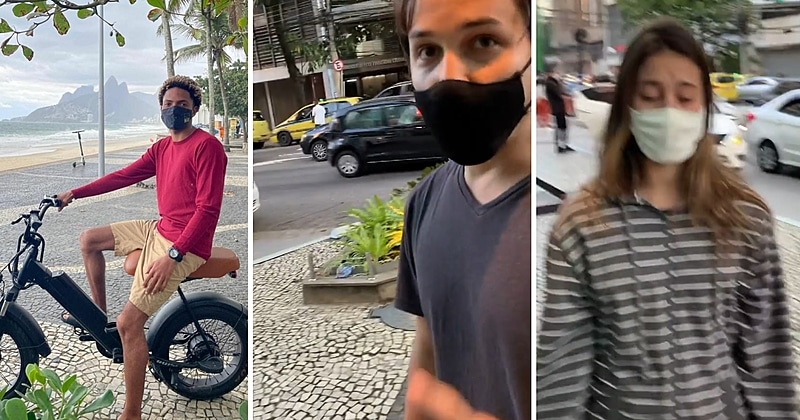 Matheus postou foto com sua bicicleta nas redes sociais logo após a acusação; casal não identificado foi filmado por instrutor de surfe - Reprodução