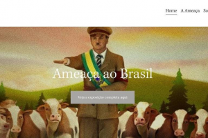 O domínio traz charges, ilustrações satíricas e hiperlinks de notícias denunciando os crimes de Bolsonaro [Foto: Reprodução/bolsonaro.com.br]